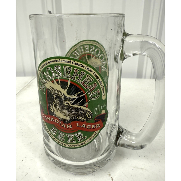 Moosehead Brewery Beer Stein 5 1/2" Glass Handle 1990 Canadian‎ Lager Mug Vtg - Picture 2 of 3